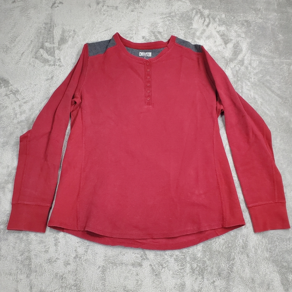 Duluth Trading Co. Henley Shirt Mens Large Long Sleeve Burgandy